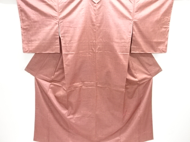 未使用品　横段に花模様織り出し手織り紬着物